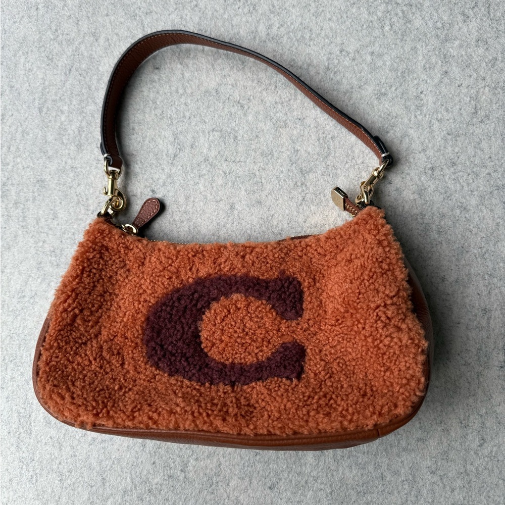 Coach Rust Shearling Shoulder Bag